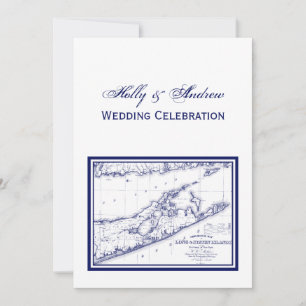 Invitación Long Island The Hamptons Map VC Boda