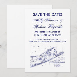 Invitación Long Island The Hamptons Mapa Boda VC