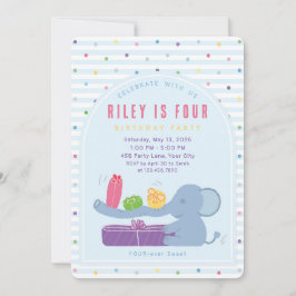 Invitación Long-Nosed Elephant & Gifts Birthday Invitation