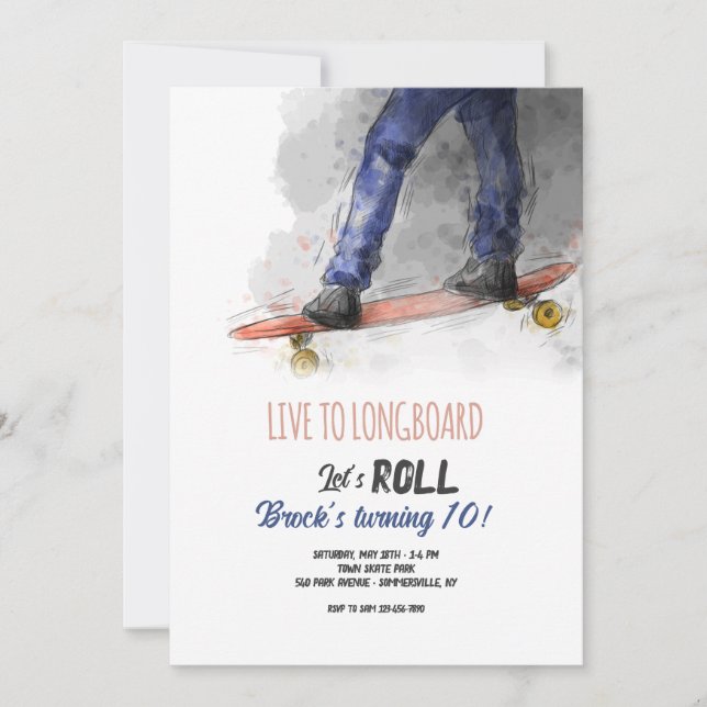 Invitación Longboard (Anverso)