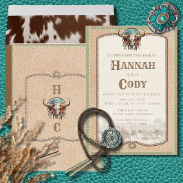 Invitación Longhorn Western Wrangler Wedding Invitation