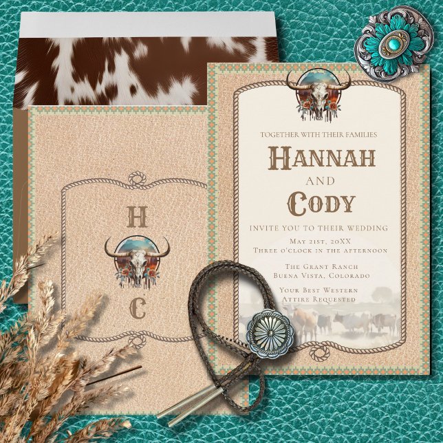 Invitación Longhorn Western Wrangler Wedding Invitation (Subido por el creador)