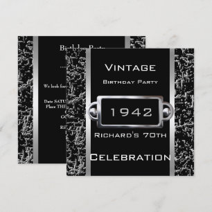 Invitación Look de imagen de metal negro vintage de cualquier