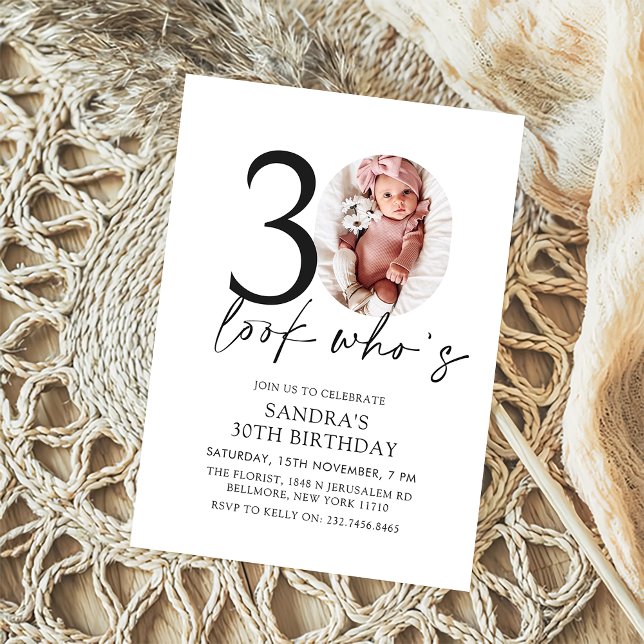 Invitación Look Who's 30 Modern Simple Photo 30th Birthday (Subido por el creador)
