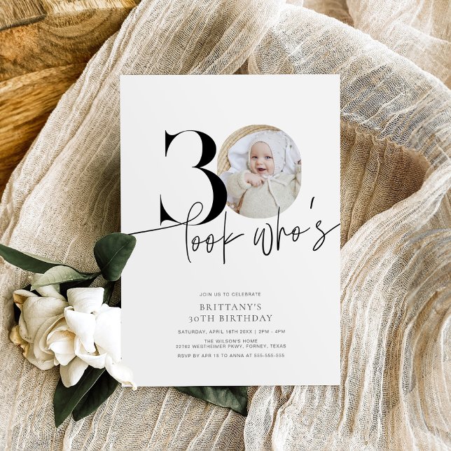 Invitación Look Who's 30 Modern Simple Photo 30th Birthday (Subido por el creador)