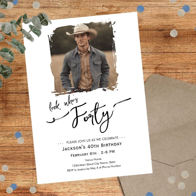 Invitación Look Who's 40 Minimal Photo Birthday (Subido por el creador)