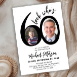 Invitación Look who's 60 modern photo 60th birthday party<br><div class="desc">Trendy bold typography Look Who's sixty funny 60th birthday party invitation with 2 photos and modern script. Easy to personalize with your details and pictures.</div>