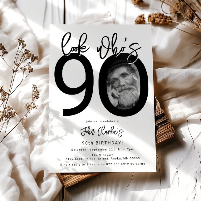 Invitación Look who's 90 | Photo 90th Birthday Invitation (Subido por el creador)