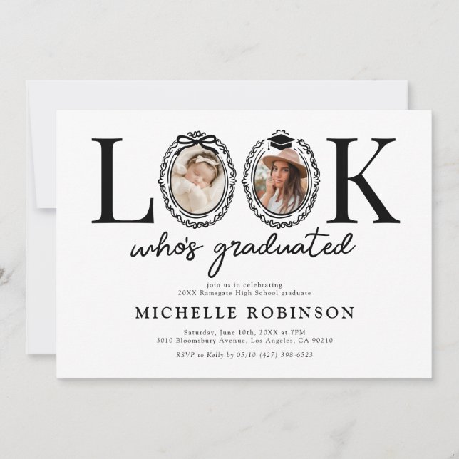 Invitación Look Whos Graduated Photo Graduation Party (Anverso)