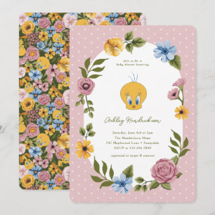 Invitación LOONEY TUNES™   BABY SHOWER floral TWEETY™
