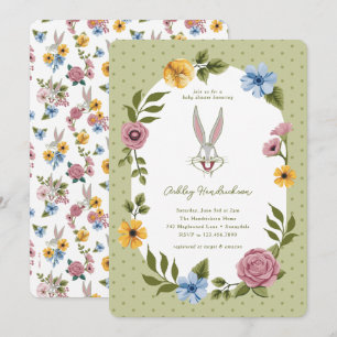 Invitación LOONEY TUNES™   BUGS BUNNY™ Baby Shower Floral