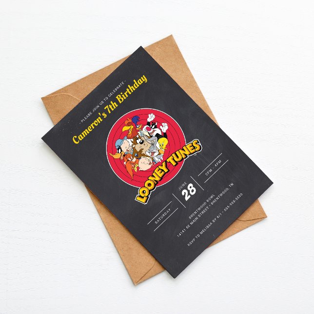 Invitación LOONEY TUNES™ Carácter Grupo Chalkboard Cumpleaños (Subido por el creador)