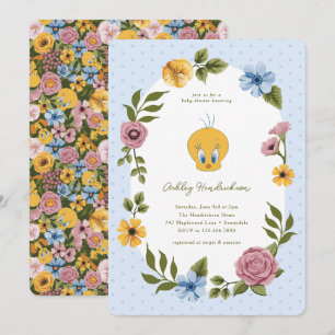 Invitación LOONEY TUNES™   TWEETY™ Ducha de Bebé Floral