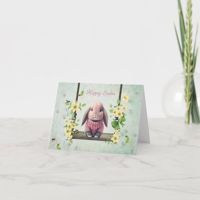 Invitación Lop Ear Easter Bunny Card (Anverso)