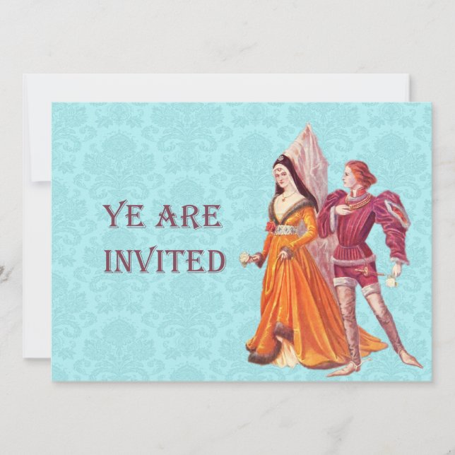 Invitación Lord y Lady medievales (Anverso)
