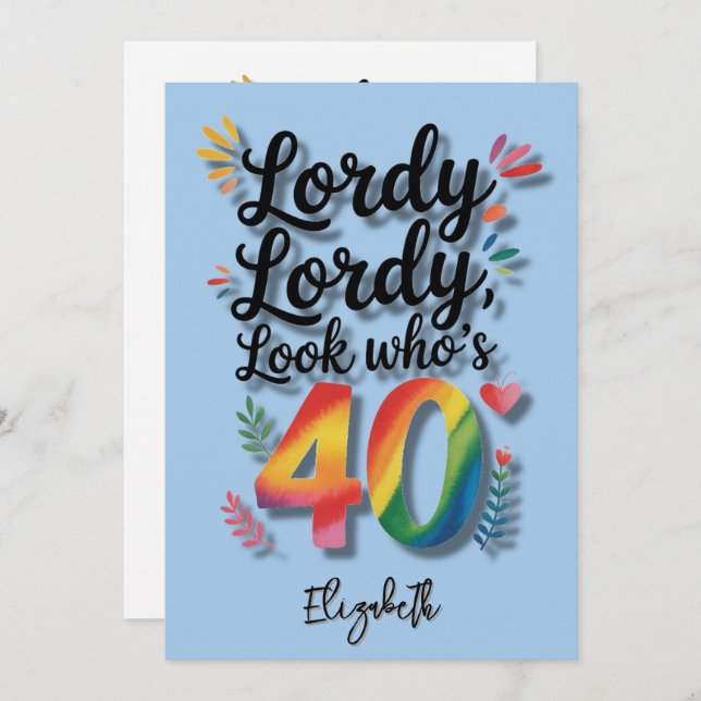 Invitación Lordy Lordy Look Who’s 40 Birthday Party (Anverso / Reverso)
