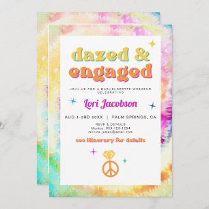 Invitación LORI Tie Dye Dazed Engaged 70 Retro Bachelorette
