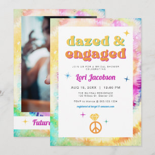 Invitación LORI Tie Dye Dazed Engaged 70 Retro Bridal Shower