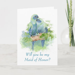 Invitación Loro Azul Acuarela Pájaro Tropical Dama de Honor