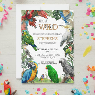 Invitación Loro de aves salvaje un cumpleaños Cockatoo Macaw