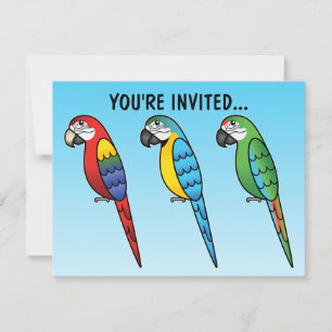 Invitación Loros Guacamayos de Dibujos Animados Lindos