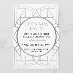 Invitación Los 20's Art Deco Gatsby Fiesta de los Navidades S