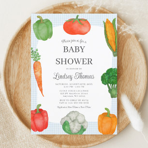 Invitación Los agricultores comercializan Baby Shower azul