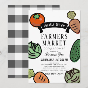 Invitación Los agricultores comercializan Baby Shower blanco