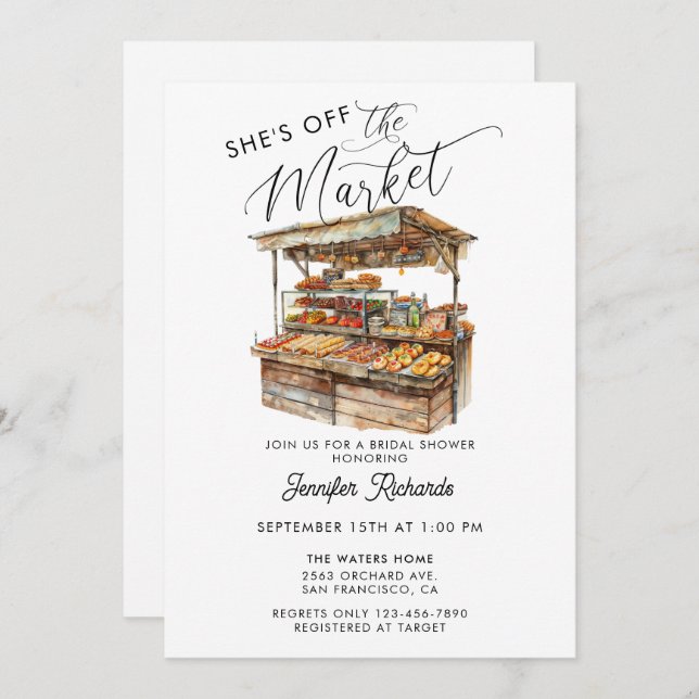 Invitación Los agricultores comercializan ducha de novias ret (Anverso / Reverso)