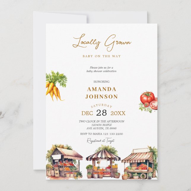Invitación Los agricultores comercializan en Baby Shower prod (Anverso)