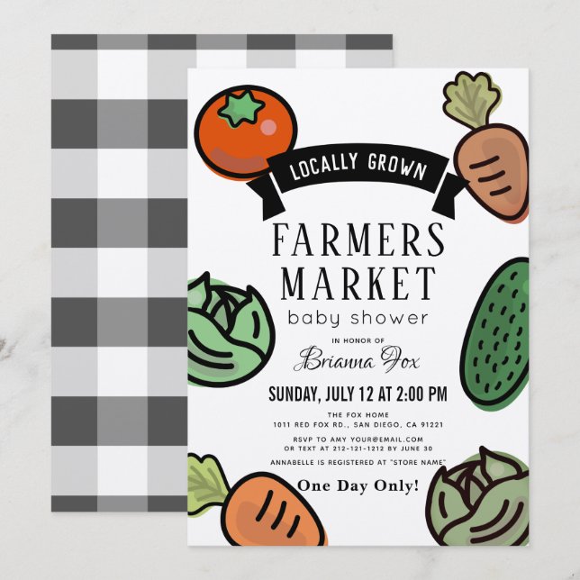 Invitación Los agricultores comercializan Kraft Paper Baby Sh (Anverso / Reverso)