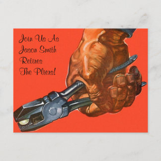 Invitación Los alicates masculinos de la mano retiran la