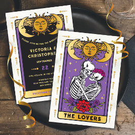 Invitación Los amantes de la pareja Skeleton Tarot, el Boda g