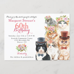 Invitación Los amantes del gato 60 años invitan a los persona
