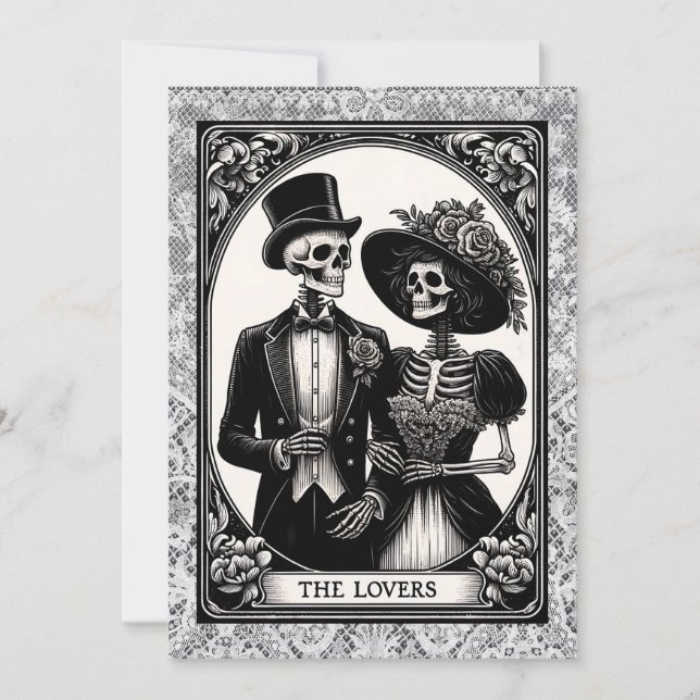 Invitación Los amantes Tarot Victorian Lace Gothic Boda (Anverso)