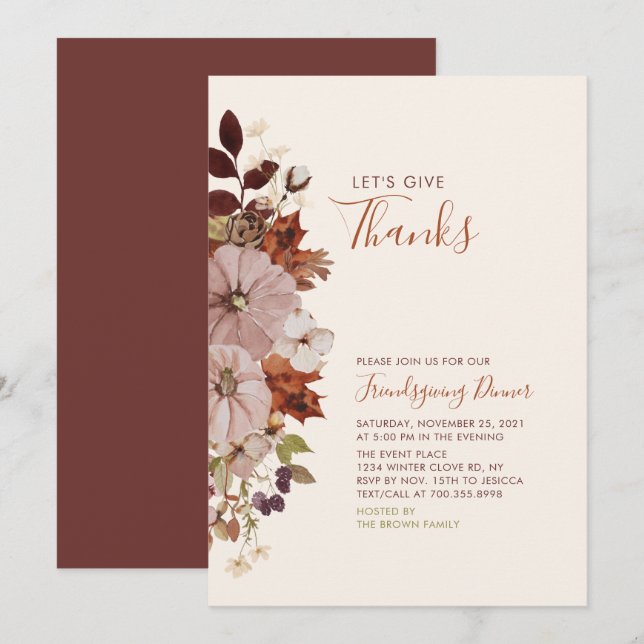 Invitación Los amigos de otoño/otoño dan/Gracias por cenar (Anverso / Reverso)