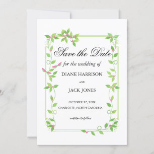 Invitación Los amigos rosas de la boda verde de marfil salvan