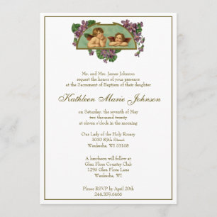 Invitación Los ángeles elegantes bautizan floral