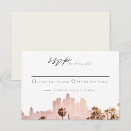 Invitación Los ANGELES Watercolor Skyline Wedding RSVP