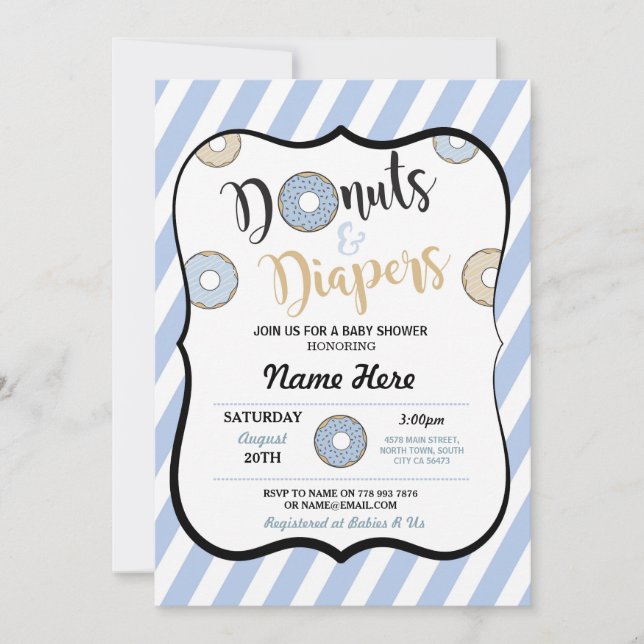 Invitación Los anillos de espuma y los pañales Baby Shower (Anverso)