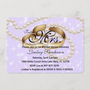 Invitación Los anillos púrpuras elegantes con las perlas