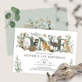 Invitación Los animales australianos salvajes un primer cumpl