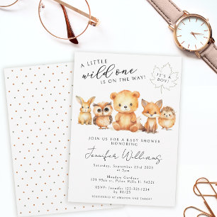 Invitación Los animales de bosque caen en la ducha de un niño