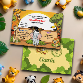 Invitación Los animales de la jungla de Safari celebran fiest