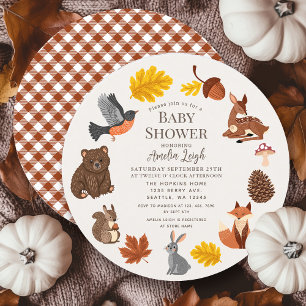 Invitación Los animales de Woodland caen en Baby Shower Wreat