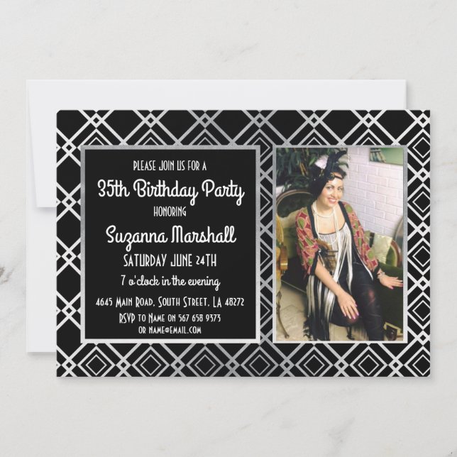 Invitación Los años 20 de la fiesta de cumpleaños de Gatsby (Anverso)