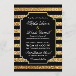 Invitación Los años 20 del art déco del purpurina del oro que