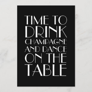 Invitación los años 20 negros y fiesta de compromiso blanco