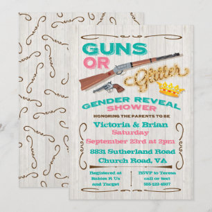 Invitación Los armas o el género del purpurina revelan Baby