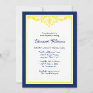 Invitación Los azules marinos y el amarillo prosperan la